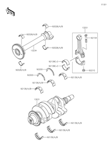Crankshaft Diagram and Parts List for KRF1000CPFNN 2023 Kawasaki Lawn Tractor Accessories