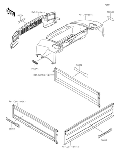 Decals Diagram and Parts List for KAF620PKF 2019 Kawasaki Lawn Tractor Accessories