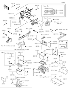 Chassis Electrical Equipment Diagram and Parts List for KRF800FNFNN 2022 Kawasaki Lawn Tractor Accessories
