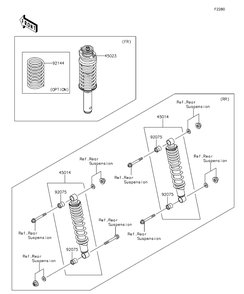 Shock Absorber Diagram and Parts List for KAF620RFF 2015 Kawasaki Lawn Tractor Accessories