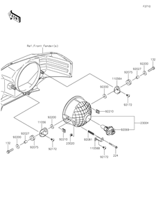 Headlight Diagram and Parts List for KAF1000JMFNN 2021 Kawasaki Lawn Tractor Accessories