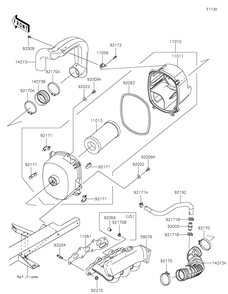 Air Cleaner Diagram and Parts List for KAF820ENFNN 2022 Kawasaki Lawn Tractor Accessories