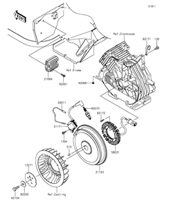 Generator/Ignition Coil Diagram and Parts List for KAF400GGF 2016 Kawasaki Lawn Tractor Accessories