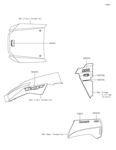 Decals Diagram and Parts List for KRF800HLF 2020 Kawasaki Lawn Tractor Accessories