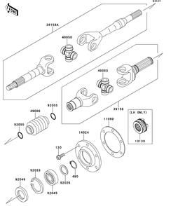 Drive Shaft-Rear Diagram and Parts List for KAF950GDF 2013 Kawasaki Lawn Tractor Accessories
