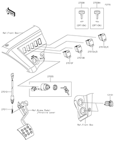 Ignition Switch Diagram and Parts List for KAF820GMFNL 2021 Kawasaki Lawn Tractor Accessories