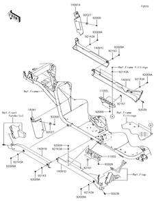 Side Covers/Chain Cover Diagram and Parts List for KAF620VGF 2016 Kawasaki Lawn Tractor Accessories