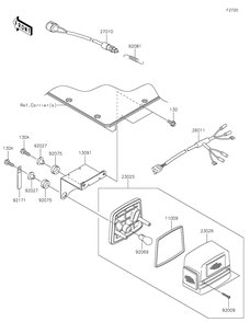 Taillight Diagram and Parts List for KAF620MLF 2020 Kawasaki Lawn Tractor Accessories