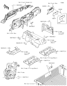 Labels Diagram and Parts List for KRF800GJF 2018 Kawasaki Lawn Tractor Accessories
