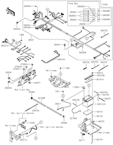 Chassis Electrical Equipment Diagram and Parts List for KAF820DJF 2018 Kawasaki Lawn Tractor Accessories
