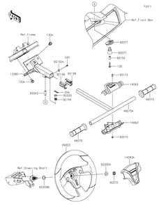 Steering Wheel Diagram and Parts List for KRF1000ALF 2020 Kawasaki Lawn Tractor Accessories