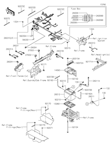 Chassis Electrical Equipment Diagram and Parts List for KRT800KMFNL 2021 Kawasaki Lawn Tractor Accessories