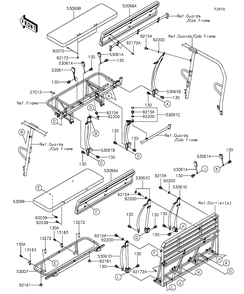 Seat Diagram and Parts List for KAF820CFF 2015 Kawasaki Lawn Tractor Accessories