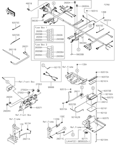 Chassis Electrical Equipment Diagram and Parts List for KAF1000CGF 2016 Kawasaki Lawn Tractor Accessories