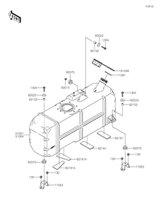 Fuel Tank Diagram and Parts List for KAF620PKF 2019 Kawasaki Lawn Tractor Accessories