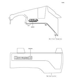 Decals(Aff) Diagram and Parts List for KAF820AFF 2015 Kawasaki Lawn Tractor Accessories