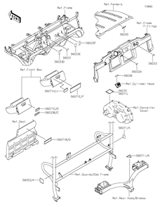 Labels Diagram and Parts List for KAF620MNFNN 2022 Kawasaki Lawn Tractor Accessories