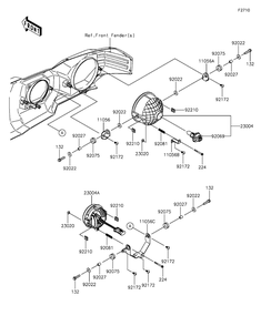 Headlight Diagram and Parts List for KAF820CFF 2015 Kawasaki Lawn Tractor Accessories