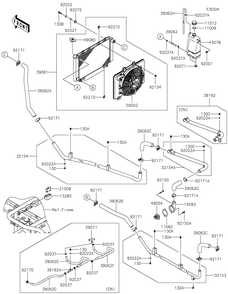 Radiator Diagram and Parts List for KAF620MNFNN 2022 Kawasaki Lawn Tractor Accessories