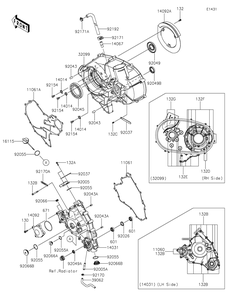 Engine Cover Diagram and Parts List for KRF800FNFNN 2022 Kawasaki Lawn Tractor Accessories