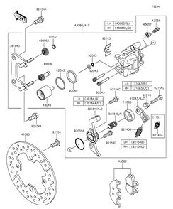 Rear Brake Diagram and Parts List for KAF820AFF 2015 Kawasaki Lawn Tractor Accessories