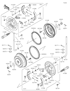 Front Hubs/Brakes Diagram and Parts List for KAF620PMFNN 2021 Kawasaki Lawn Tractor Accessories
