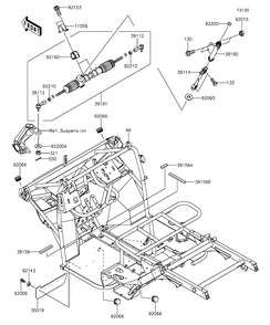 Frame Diagram and Parts List for KAF400DFF 2015 Kawasaki Lawn Tractor Accessories