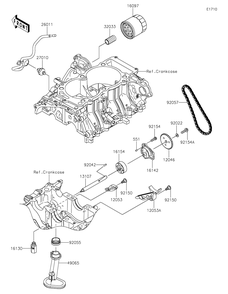 Oil Pump/Oil Filter Diagram and Parts List for KRF1000CPFNN 2023 Kawasaki Lawn Tractor Accessories