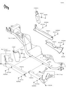 Side Covers/Chain Cover Diagram and Parts List for KAF620TJF 2018 Kawasaki Lawn Tractor Accessories