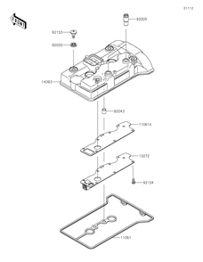 Cylinder Head Cover Diagram and Parts List for KRF1000CPFNN 2023 Kawasaki Lawn Tractor Accessories