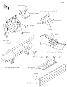 Labels Diagram and Parts List for KAF400JNFNN 2022 Kawasaki Lawn Tractor Accessories