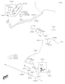 Brake Piping Diagram and Parts List for KAF700AKF 2019 Kawasaki Lawn Tractor Accessories