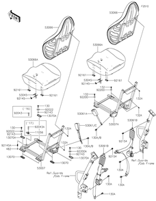 Seat Diagram and Parts List for KRF800HGF 2016 Kawasaki Lawn Tractor Accessories