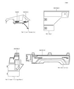 Decals(Black)(Us) Diagram and Parts List for KAF1000EGF 2016 Kawasaki Lawn Tractor Accessories