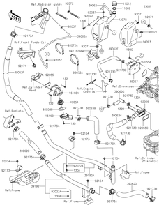 Water Pipe Diagram and Parts List for KRF1000CNFNN 2022 Kawasaki Lawn Tractor Accessories