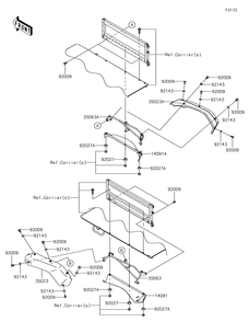 Rear Fender Diagram and Parts List for KAF620XJF 2018 Kawasaki Lawn Tractor Accessories