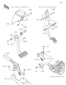 Brake Pedal/Throttle Lever Diagram and Parts List for KRF800FNFNN 2022 Kawasaki Lawn Tractor Accessories