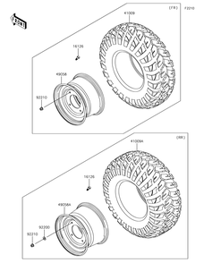 Wheels/Tires Diagram and Parts List for KAF1000HJF 2018 Kawasaki Lawn Tractor Accessories