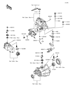 Gear Change Mechanism Diagram and Parts List for KAF400GGF 2016 Kawasaki Lawn Tractor Accessories