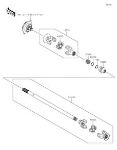 Drive Shaft-Propeller Diagram and Parts List for KRF800GKF 2019 Kawasaki Lawn Tractor Accessories