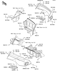 Rear Fender Diagram and Parts List for KRT750ACF 2012 Kawasaki Lawn Tractor Accessories