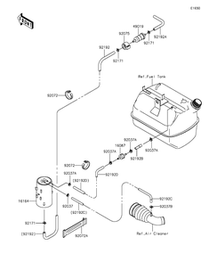 Fuel Evaporative System Diagram and Parts List for KAF400AGF 2016 Kawasaki Lawn Tractor Accessories
