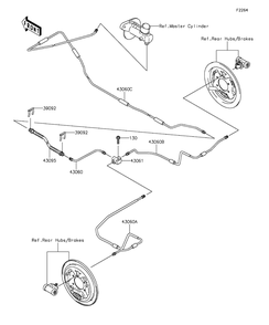 Rear Brake Piping Diagram and Parts List for KAF400BGF 2016 Kawasaki Lawn Tractor Accessories