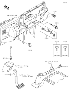 Ignition Switch Diagram and Parts List for KRF800FNFNN 2022 Kawasaki Lawn Tractor Accessories