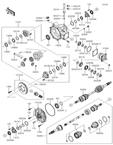 Drive Shaft-Front Diagram and Parts List for KAF620VGF 2016 Kawasaki Lawn Tractor Accessories