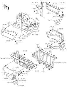 Rear Fender Diagram and Parts List for KRF800GKF 2019 Kawasaki Lawn Tractor Accessories