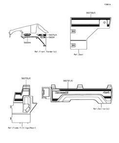 Decals(Black) Diagram and Parts List for KAF820GHF 2017 Kawasaki Lawn Tractor Accessories