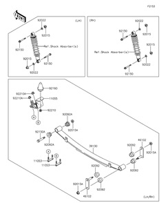 Rear Suspension Diagram and Parts List for KAF620RFF 2015 Kawasaki Lawn Tractor Accessories