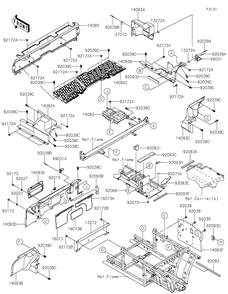 Frame Fittings-Rear Diagram and Parts List for KAF820BJF 2018 Kawasaki Lawn Tractor Accessories