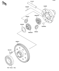 Differential Diagram and Parts List for KAF400DEF 2014 Kawasaki Lawn Tractor Accessories
